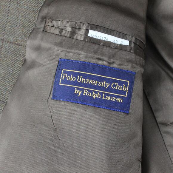Polo University Club Ralph Lauren Blazer Men 40R Wool Windowpane Check Tweed - Picture 6 of 13